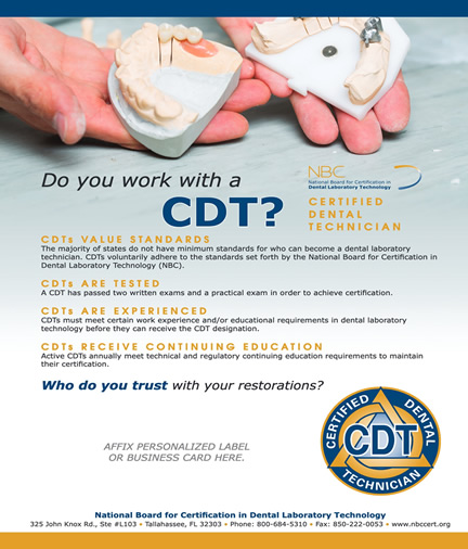 Market Your Cdt Achievements! - National Board For Certification In Dental  Laboratory Technology - Nbccert.org